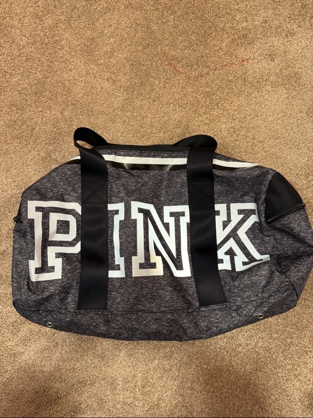 PINK Victoria's Secret Charcoal Heather Logo Duffel